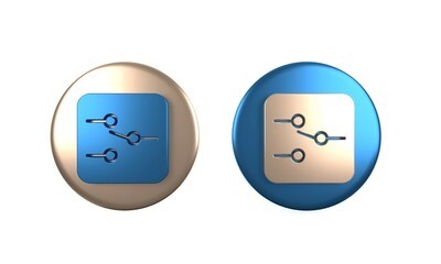 Poster - colorful switch in electronic circuit icon isolated on white background. circle button. 3d render il