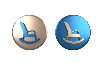 Poster - Colorful Rocking chair icon isolated on white background. Circle button. 3D render illustration