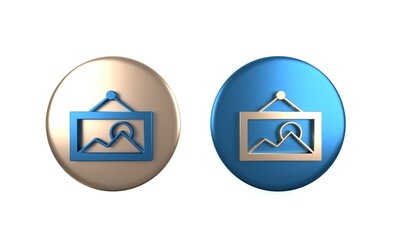 Poster - colorful picture icon isolated on white background. circle button. 3d render illustration