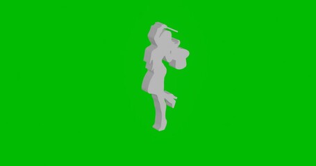 Poster - Animation of rotation of a white enchantress symbol with shadow. Simple and complex rotation. Seamless looped 4k animation on green chroma key background