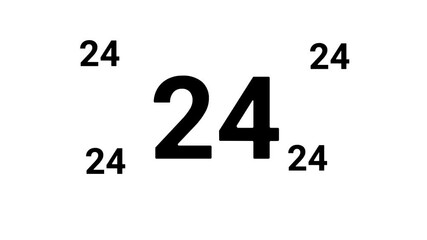 Poster - Zoom in and out animation the around the clock symbol. Large black symbol in the center and four small symbols around. Seamless looped 4k animation on white background