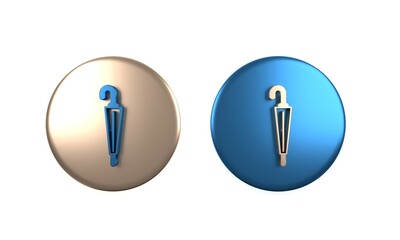 Poster - Colorful Classic elegant umbrella icon isolated on white background. Rain protection symbol. Circle button. 3D render illustration