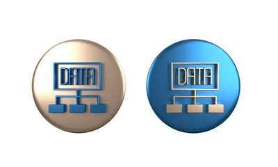 Aufkleber - Colorful Data analysis icon isolated on white background. Business data analysis process, statistics. Charts and diagrams. Circle button. 3D render illustration