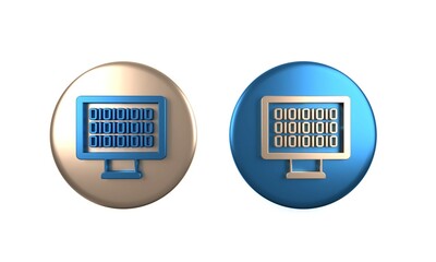 Aufkleber - Colorful Binary code icon isolated on white background. Circle button. 3D render illustration