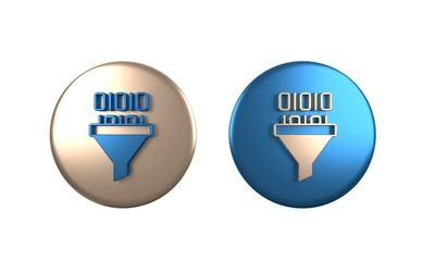 Aufkleber - Colorful Binary code icon isolated on white background. Circle button. 3D render illustration