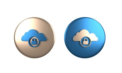 Poster - colorful cloud computing lock icon isolated on white background. security, safety, protection concep
