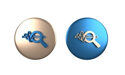 Poster - colorful magnifying glass and data analysis icon isolated on white background. search sign. circle b