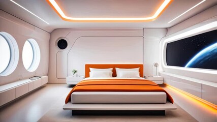 Poster - High tech bedroom on a spaceship or in a laboratory