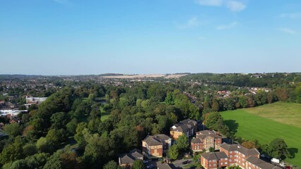 Wall Mural - High Angle Footage of Central Luton City of England UK During Bright Sunny Day of September 18th, 2024