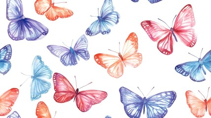 Wall Mural - Seamless pattern featuring hand painted watercolor butterflies ideal for design projects and fashion textiles