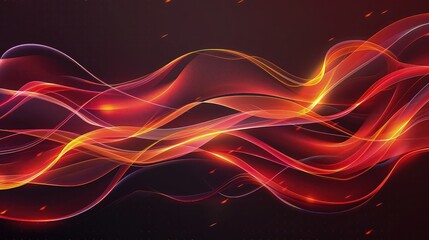 An abstract composition of red and orange light waves, mimicking the appearance of a fiery aurora in the night sky.