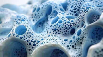 Abstract Blue Foam Texture: A Macro View of Bubbles