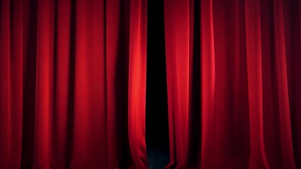 Aufkleber - The rich red velvet curtain hangs elegantly, creating a sense of anticipation before a performance at a small community theater during an evening event.