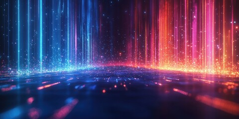 Poster - Vibrant Neon Light Trails in Dark Space