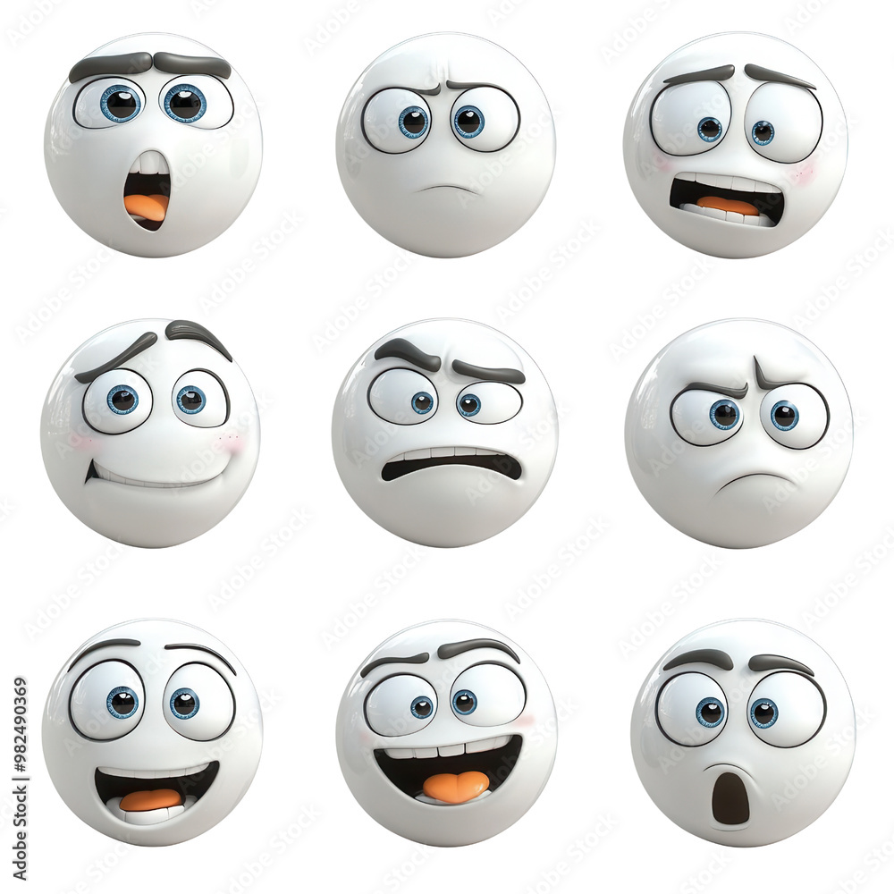 Collection of cartoon faces displaying various emotions like joy ...