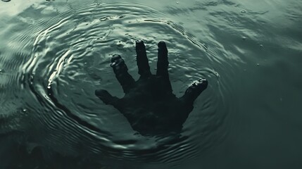 Poster - scary black shadow in the water 