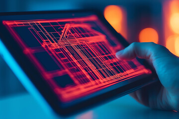 A digital blueprint on a tablet, symbolizing modern planning techniques and the evolution of development strategies