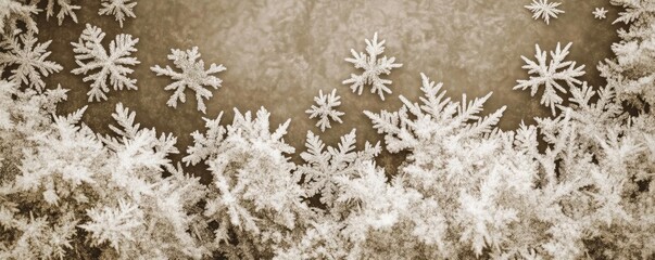 Aufkleber - A close-up view of intricate snowflakes on a textured background, capturing the beauty and detail of winter's wonder.