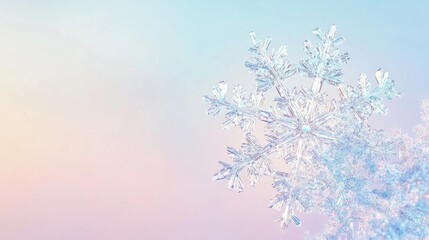 Poster - A delicate snowflake captured against a dreamy pastel background, evoking the beauty of winter and the magic of snowfall.