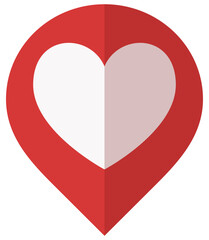 Wall Mural - Vector red heart location pin isolated on white background.