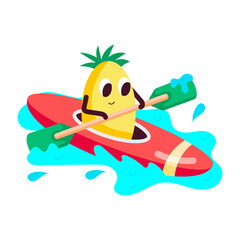 Poster - A flat style sticker of kayaking emoji 