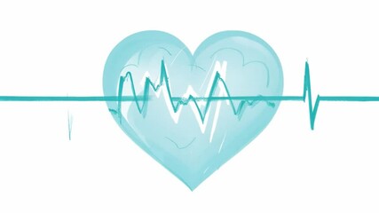 Aufkleber - A light blue heart shape features a heartbeat line running through it, symbolizing health and wellness. This design is ideal for medical contexts, promoting vitality and care.