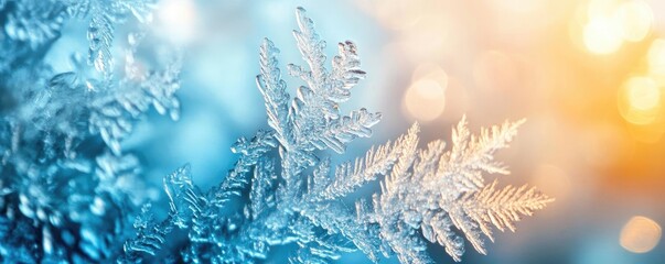 Poster - Close-up of a delicate snowflake with a shimmering background, capturing the beauty and intricacy of winter's natural art.