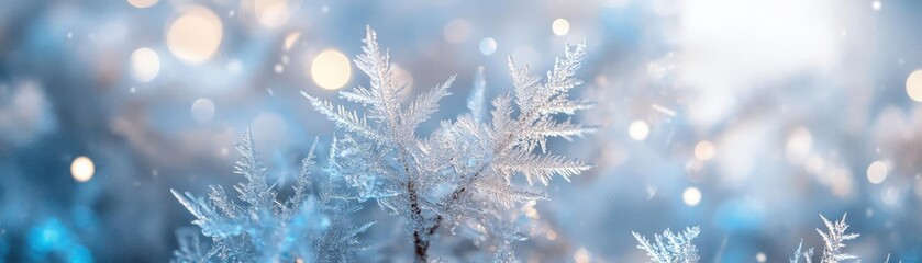 Poster - A close-up of a delicate snowflake on a blurred blue background, capturing the beauty and uniqueness of winter's frozen artistry.