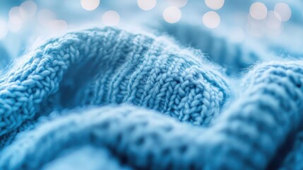 Soft blue knitted fabric with beautiful texture, perfect for cozy atmospheres and seasonal vibes. Great for home decor themes.