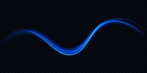 Wall Mural - Luminous blue lines png of speed. Light glowing effect png. Abstract motion lines	
