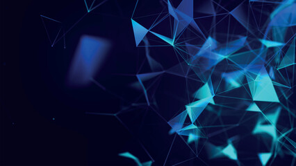 Poster - Abstract background with connecting dots and lines. Network connection structure. Plexus effect. 3d Vector illustration.