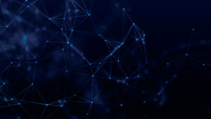 Poster - Abstract background with connecting dots and lines. Network connection structure. Plexus effect. 3d Vector illustration.