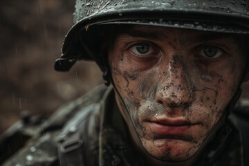 Leinwandbilder - Generated with AI close up photo of soldier in full combat gear