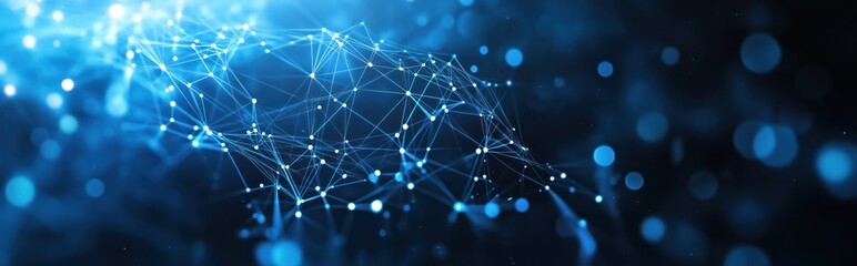 Aufkleber - Abstract blue background with a polygonal network connection, a technology