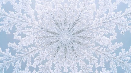 Poster - Intricate snowflake pattern on a blue background, showcasing delicate details and natural beauty in winter's embrace.