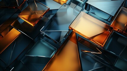 Wall Mural - a colorful mosaic of glass pieces with a blue and orange background