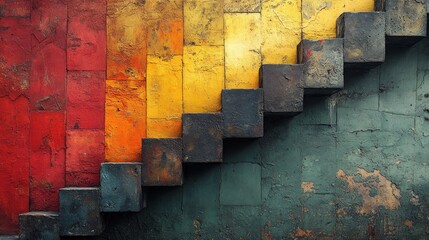 Sticker - Abstract Brick Wall Staircase