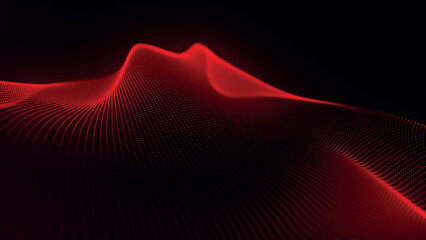 Futuristic point wave of particles. Visualization of sound waves. Technology or science banner. Abstract digital 3D wave. Vector illustration.