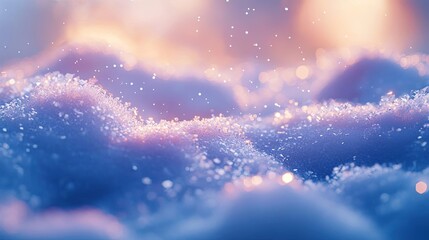 Poster - A captivating close-up of sparkling snowflakes on a soft surface, reflecting light and creating a serene winter atmosphere.