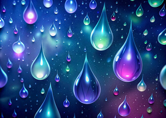 Wall Mural - water drops on blue