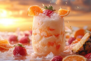 Wall Mural - Citrus Sunrise Parfait: A Layered Symphony of Sweet and Tart