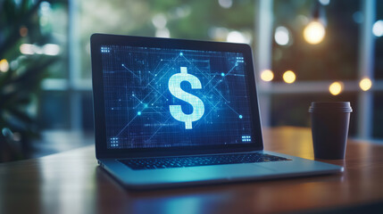 Canvas Print - digital business financial transaction, cash flow in business, secure finance network, business fina