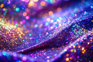 Canvas Print - macro shot of sparkly purple glitter surface with bokeh