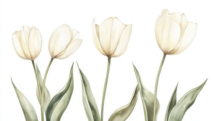 Wall Mural - Watercolor colorful tulips pattern and seamless background,watercolor spring tulip flowers. Stock illustration,beautiful floral set,cute illustration print fabric,abstract colorful wallpaper.