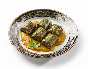 Wall Mural - Biber Dolma on plate isolated on white background