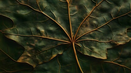 Wall Mural - Close-Up of Maple Leaf Textured in Rich Green Hues