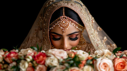 Wall Mural - Beautiful Indian Muslim Bride | Traditional Wedding Attire and Elegant Bridal Look