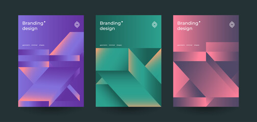 Fototapete - Abstract geometric gradient posters set. Vector illustration.