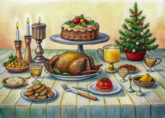 Wall Mural - christmas still life with cookies and candle