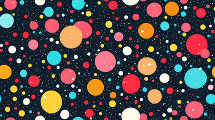 Poster - Colorful polka dot pattern featuring vibrant circles on a dark background in a playful and modern design style